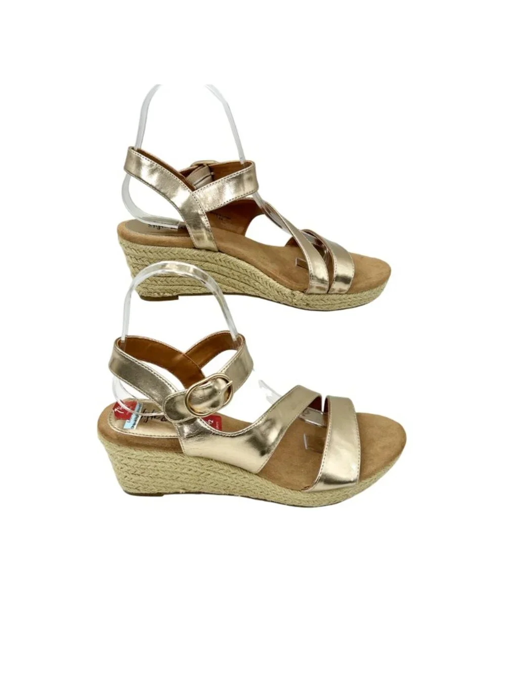 NWT STYLE & CO XENAA METALLIC GOLD WEDGE ESPADRILLES SANDALS HEELS - 7.5